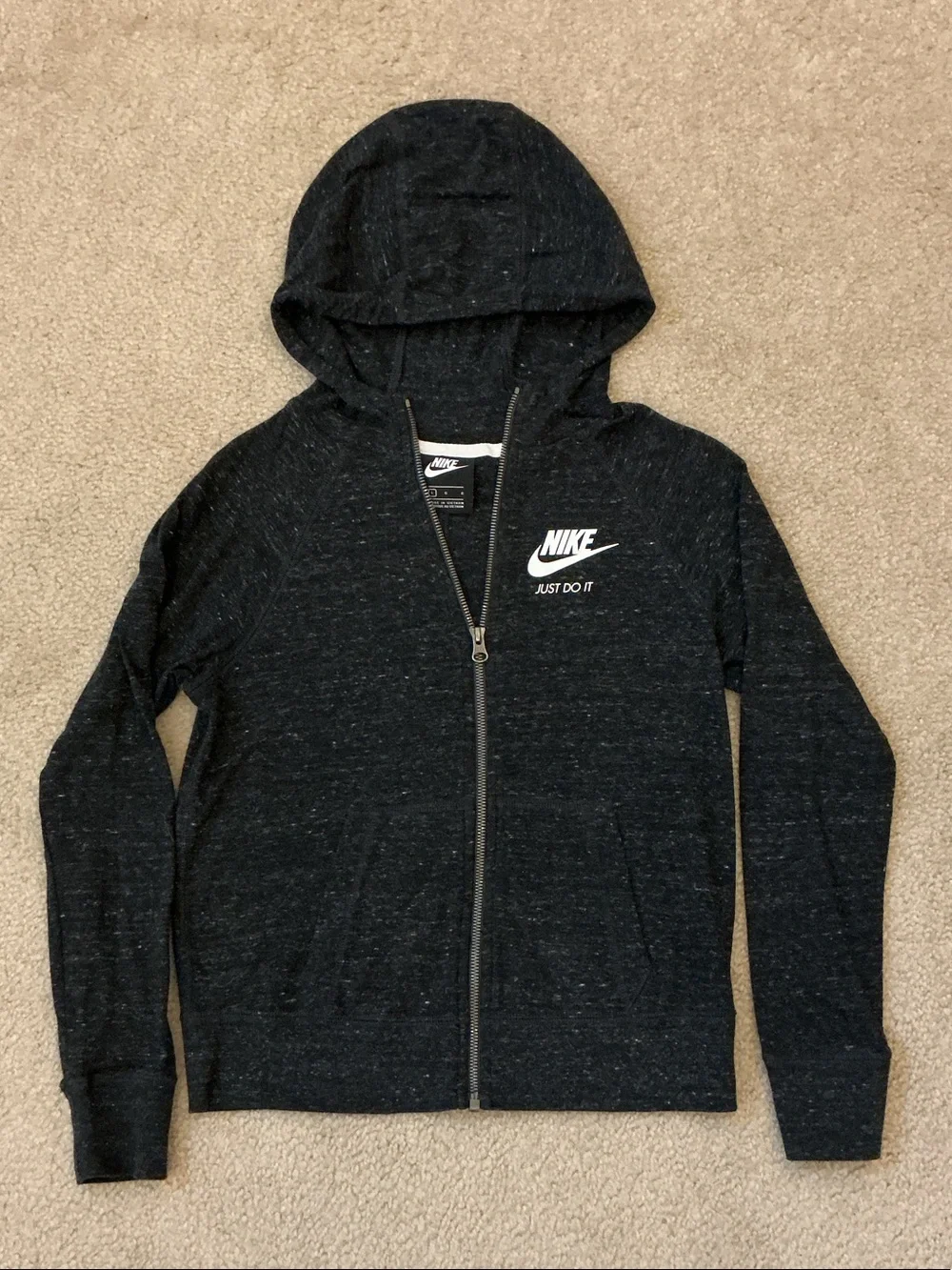 Girls Nike Black Heather Full-Zip Lightweight Hoodie AT3353-010 - Size L